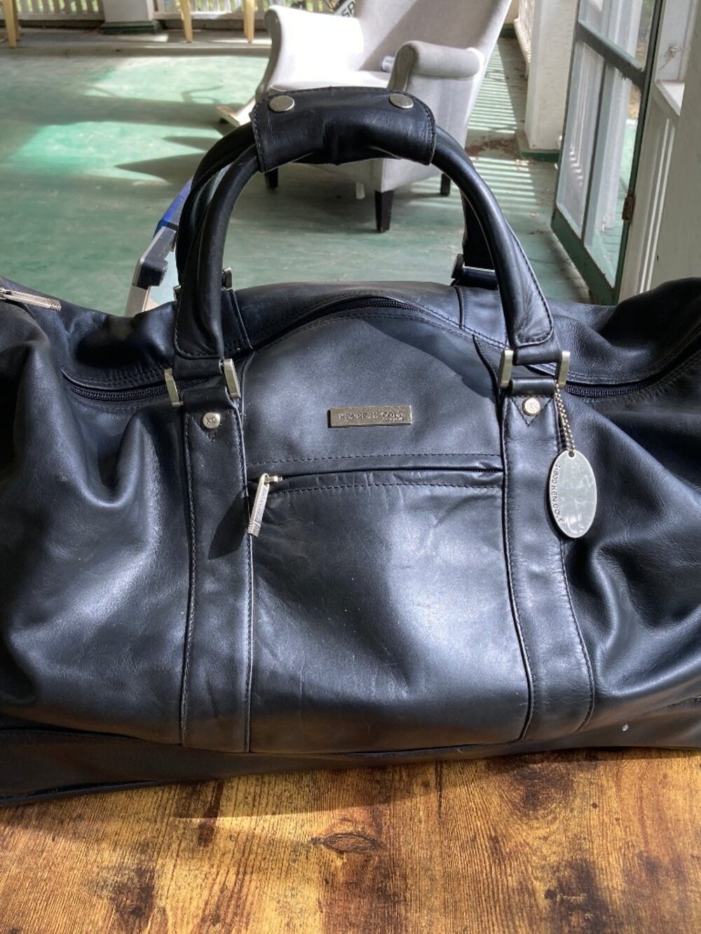 Kenneth Cole New York Leather Rolling Duffel — 58345N — Genuine Leather used
